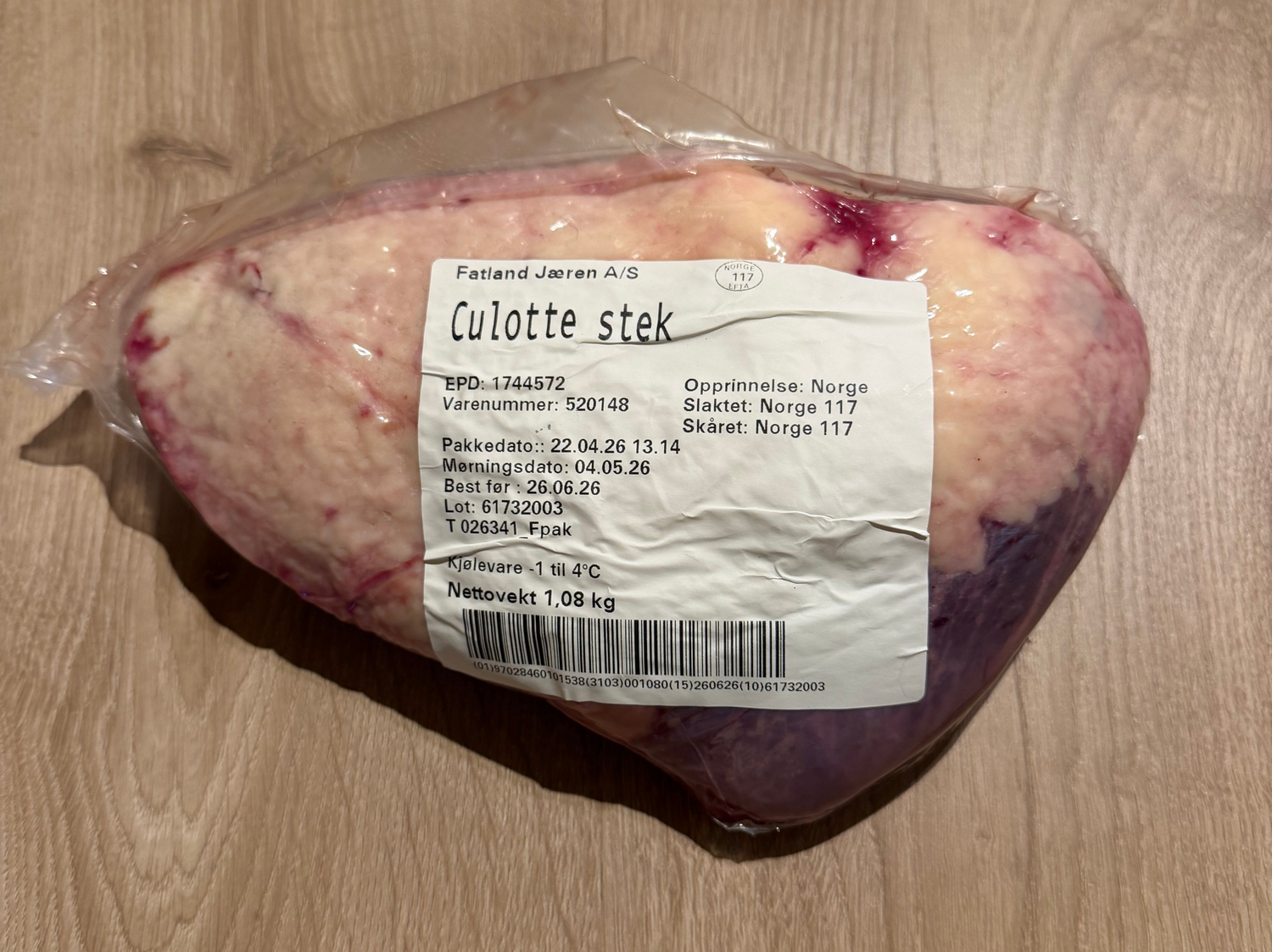 Culotte/Picanha 400kr/kg (Utsolgt)