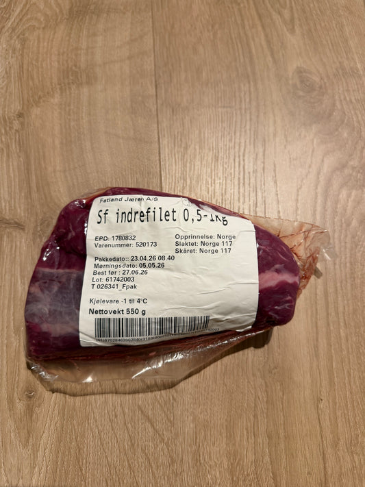 Indrefilet (0,550kg) 700kr/kg